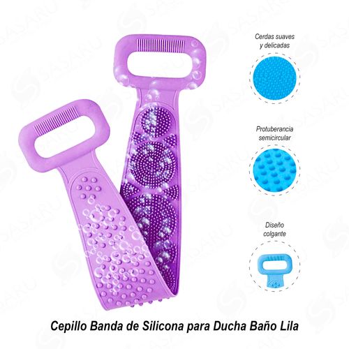 Cepillo Banda de Silicona para Ducha Baño Lila