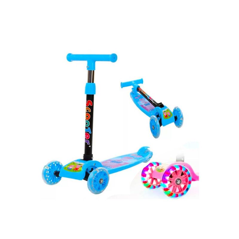 Scooter-Plegable-Para-Niños-Con-Luces-Celeste