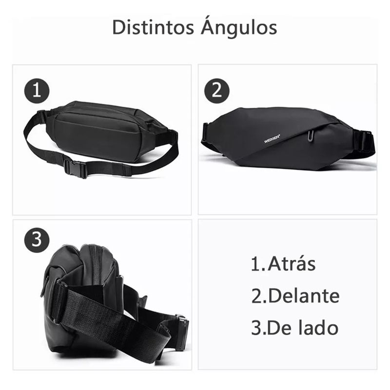 Riñonera Hombre Negra de Moda Accesorio Para Hombres Bolso Impermeable  GENERICO