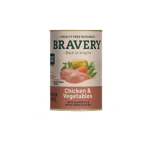 Bravery Pollo y Vegetales Perros Adultos Lata 290gr