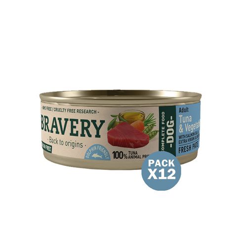 Bravery Atún y Vegetales Perros Adultos Lata 80gr x12und