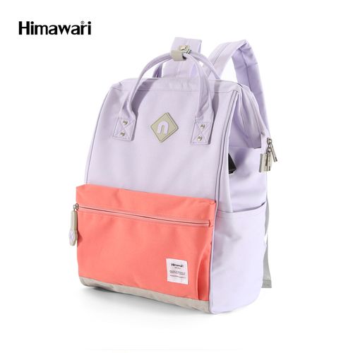 Himawari - Mochila escolar o de viaje porta Laptop con puerto USB - Morado Claro