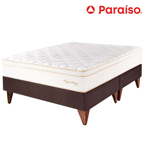 Cama Box Tarima  Europea PARAISO Royal Prince Chocolate Queen + 2 Almohadas Viscoelásticas + Protector