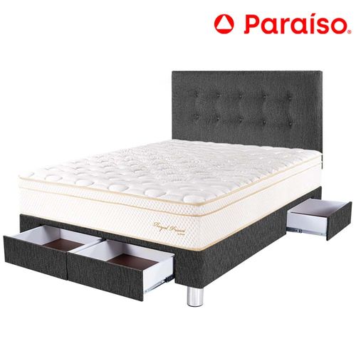 Dormitorio 4 Cajones PARAISO Royal Prince Acero 2 Plz + 2 Almohadas Viscoelásticas + Protector