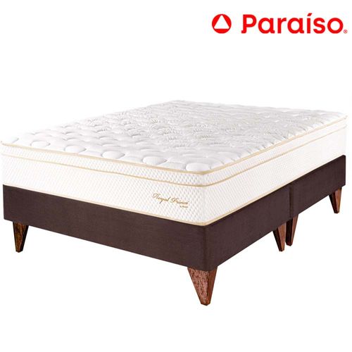 Cama Box Tarima  Europea PARAISO Royal Prince Chocolate King + 2 Almohadas Viscoelásticas + Protector