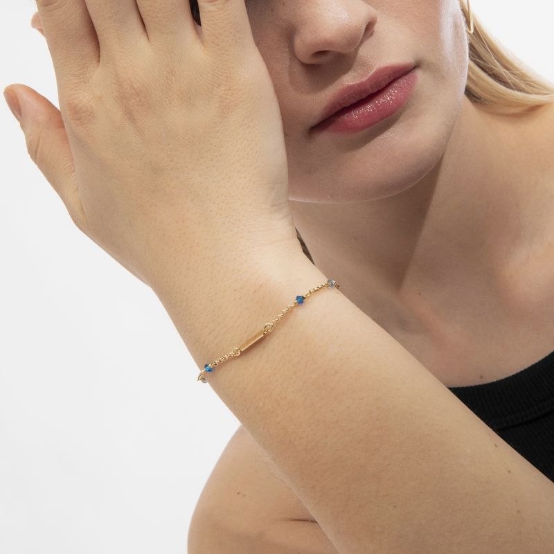 Pulsera-Victoria-Cruz--ajustable-rectangulo-color-azul-bañada-en-oro