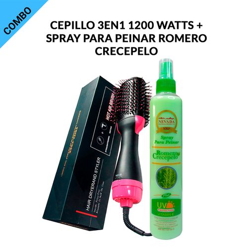 Cepillo 3en1 1200 watts + Spray para peinar Romero Crecepelo