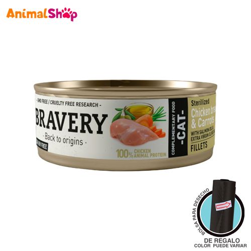 Comida De Gato Esterilizado Bravery Pollo Y Zanahoria 70 Gr