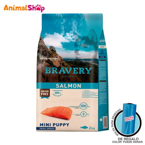 Comida De Perro Cachorro Bravery Raza Pequeña Salmón 2 Kg