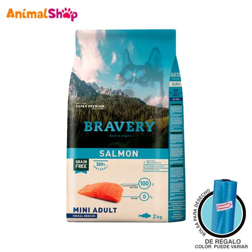 Comida De Perro Adulto Bravery Raza Pequeña Salmón 2 Kg