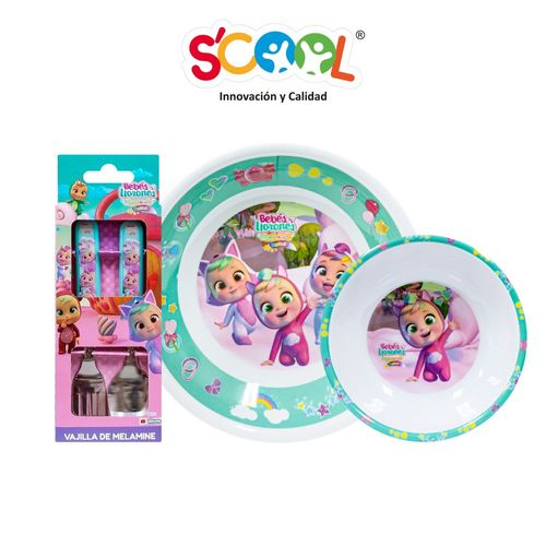 Set Melamine 3 Piezas Cry Babies con Cubiertos