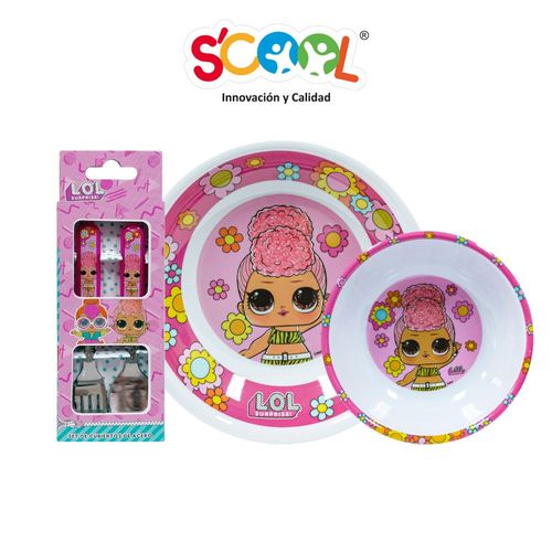 Set Melamine 3 Piezas Lol con Cubiertos