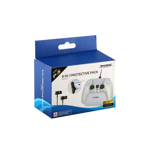 Pack Protector Dobe 8 En 1 Para Mando Dualsense PS5 Blanco