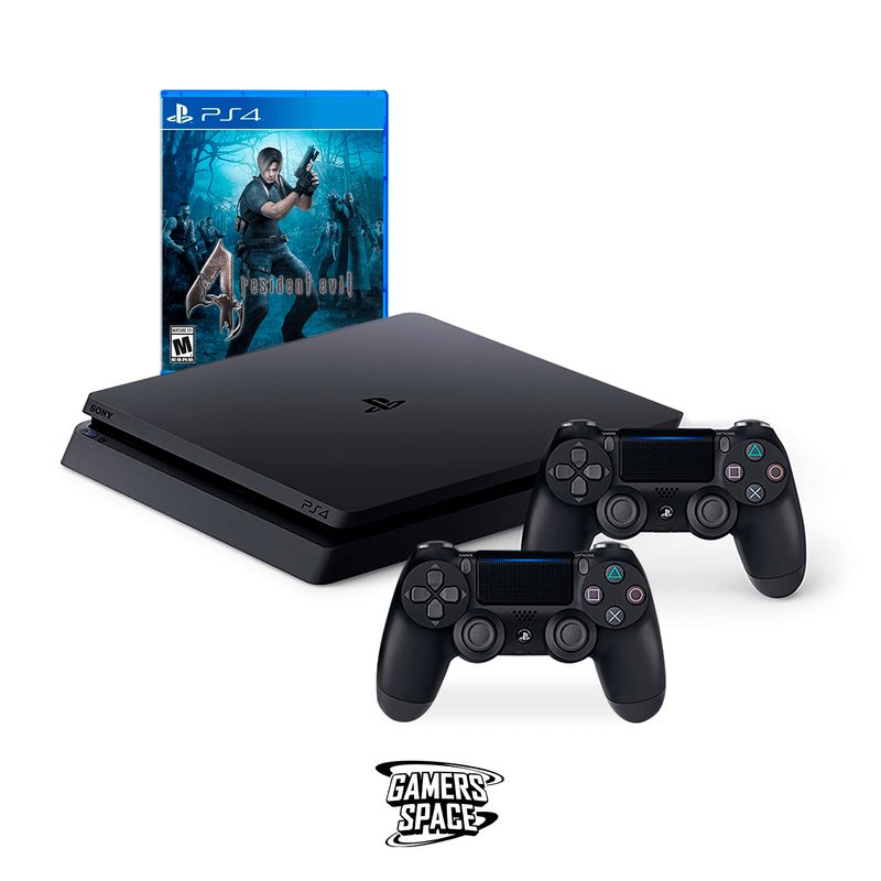 Playstation-4-Reacondicionada-PS4-SLIM-1TB-con-2-mandos---RESIDENT4