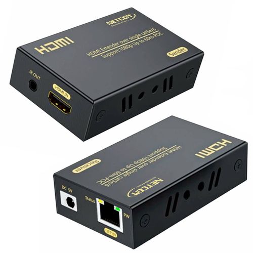 Extensión Extender Hdmi x Rj45 Utp Cat 5/6/7 Hasta 60 Metros NETCOM