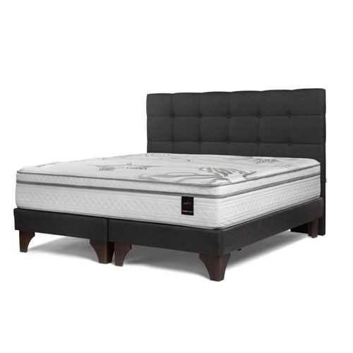 Cama Europea Grafito Art 4 + Cabecera Issey Grafito Queen