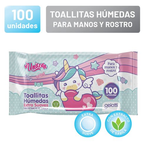 Toallitas Húmedas GELATTI Unicorn Bolsa 100un