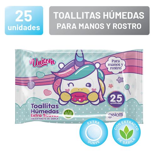 Toallitas Húmedas GELATTI Unicorn Bolsa 25un