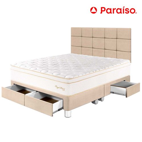 Dormitorio PARAISO Royal Prince C/Cajones Queen + Cabecera Blocks Champagne