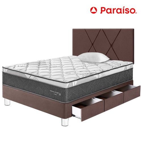 Dormitorio PARAISO Pocket Star C/Cajones 1.5 Plazas + Cabecera Loft Chocolate