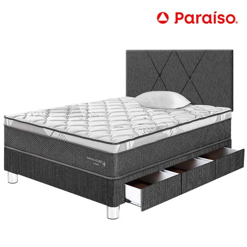 Dormitorio PARAISO Pocket Star C/Cajones 1.5 Plazas + Cabecera Loft Charcoal