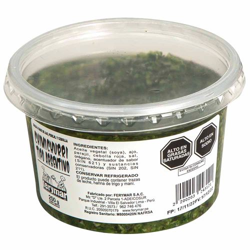 Chimichurri Tipo Argentino FERYMAR Envase 250g