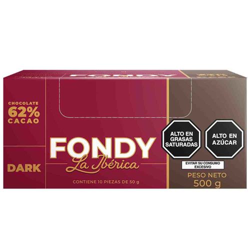 Chocolate LA IBÉRICA Fondy Dark 62% Barra 50g Caja 10un