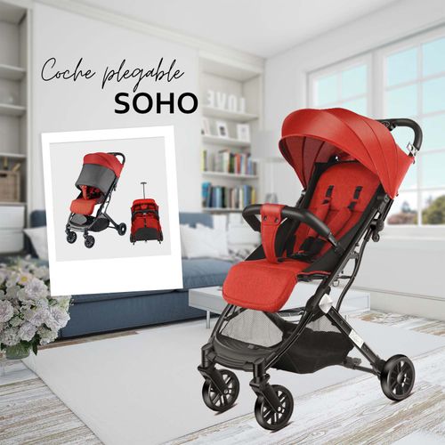COCHE DE BEBE ESTILO MALETIN PLEGABLE - ROJO