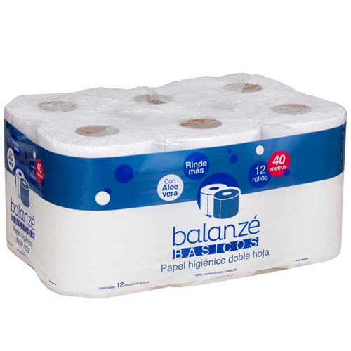 Papel Higiénico Doble Hoja BALANZÉ BASICOS Paquete 12un