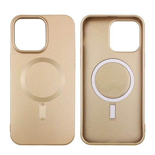 Case para Iphone 14 pro max con magsafe, metalizado dorado