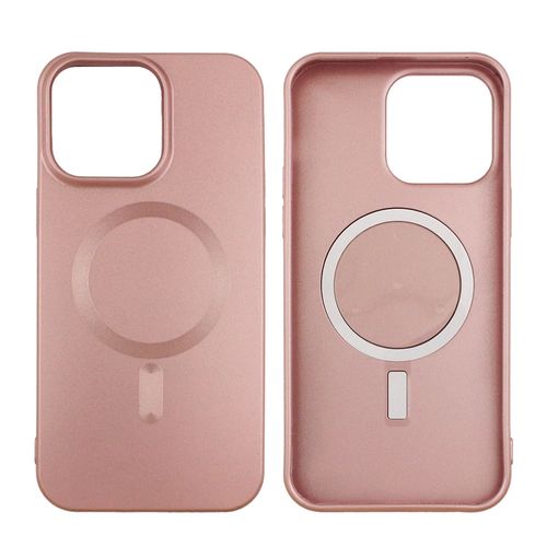 Case para Iphone 14 pro max con magsafe, metalizado rosado