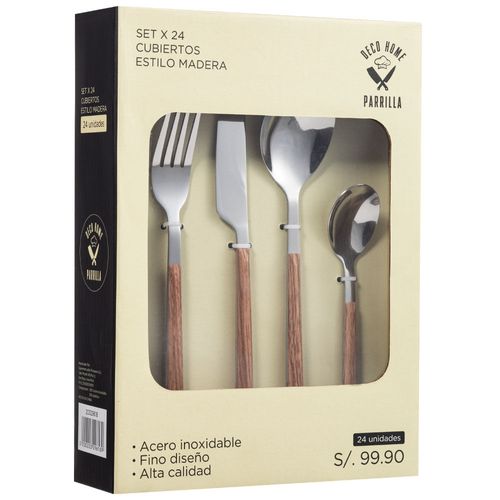 Set de Cubierto DECO HOME Madera Paquete 24pzas