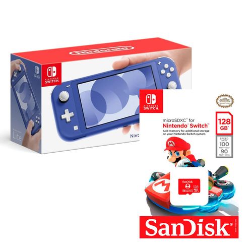 Consola Nintendo Switch Lite Azul + Memoria Micro SDXC de128 GB