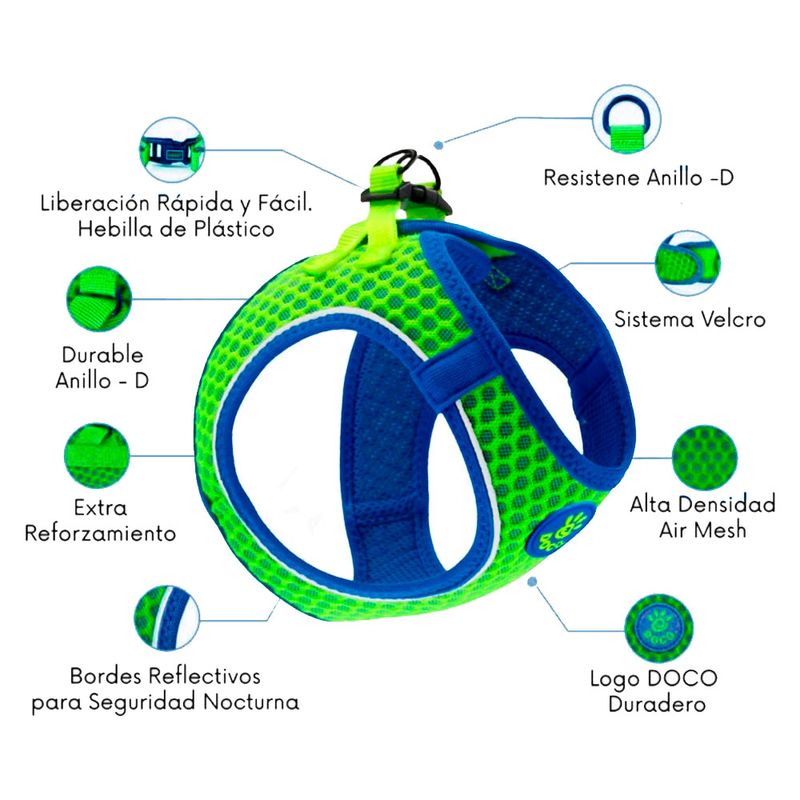 -Arnes-De-Perro-Doco-Net-M-Verde-5-A-7-Kg-Con-Regalo