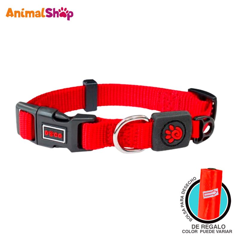 Collar-De-Perro-Doco-Ajustable-M-Rojo-34-A-51Cm-Con-Regalo