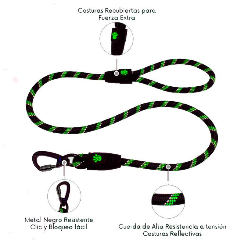 Correa-De-Perro-Doco-Reflectiva-L-Verde-12-M-Con-Regalo