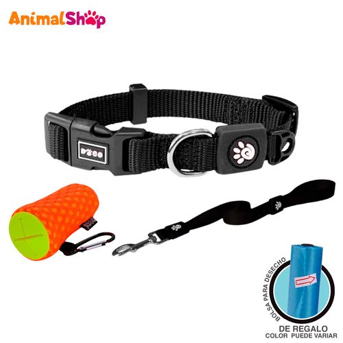 Collar Con Correa De Perro Doco Xl Negro Con Dispensador