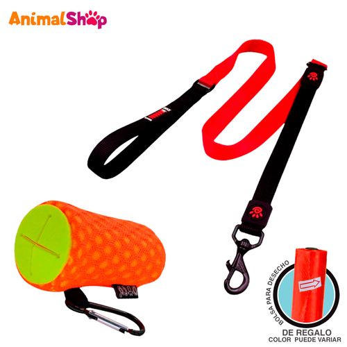 Correa Perro Doco Absorbing Bungee L Rojo Dispensador Regalo