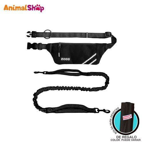 Cinturon Con Correa Para Perro Doco Para Trotar 1.70Cm Negro