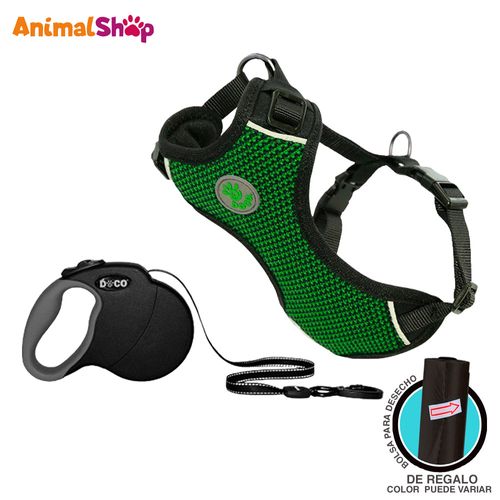 Arnes De Perro Doco Comfortable S Verde Correa Retractil