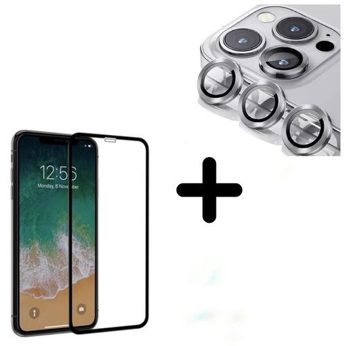 Mica de Camara Individual Iphone 12 Pro + Mica de Pantalla - Plata