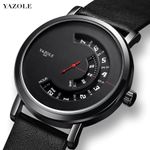 RELOJ-HOMBRE-CORREA-DE-CUERO-YAZOLE-509-CUARZO-NEGRO-MODA-HOMBRE