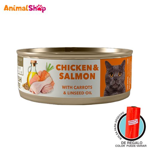 Comida Húmeda Para Gato Adulto Amity Pollo Y Salmón 80 Gr