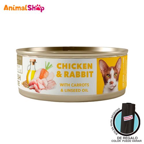 Comida Húmeda Para Gato Adulto Amity Pollo Y Conejo 80 Gr