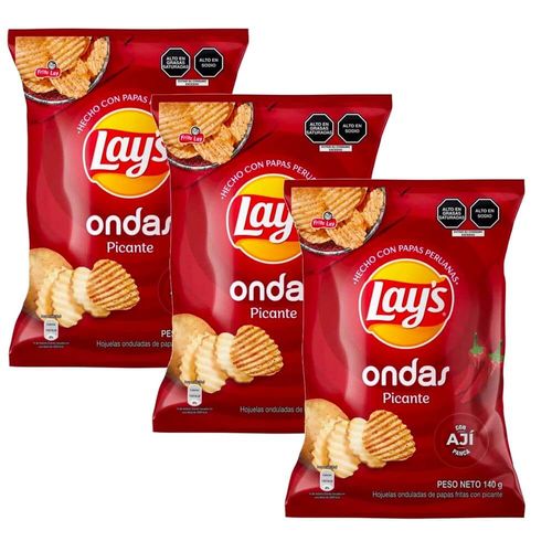 Pack Papas LAY'S Ondas Picante Bolsa 140g x 3un