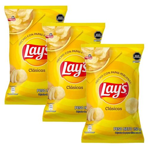 Pack Papas LAY'S Clásicas Bolsa 150g x 3un