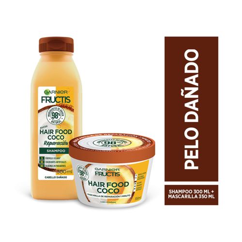 Pack FRUCTIS Hair Food Coco Shampoo Frasco 300ml + Crema de Tratamiento Frasco 350ml