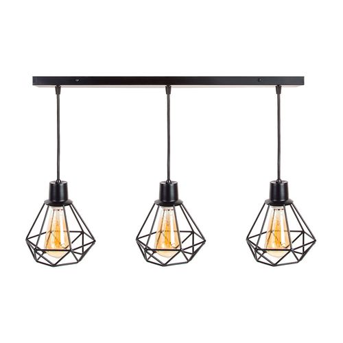 Colgante Mini Prisma 3 Luces Negro E27