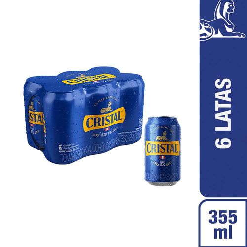 Cerveza CRISTAL Lata 355ml Paquete 6un