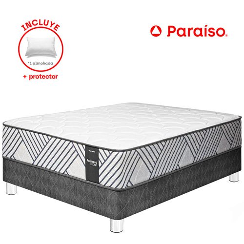 Cama VIVA HOME Palmera Pocket 1.5 Plazas + 1 Almohada + 1 Protector